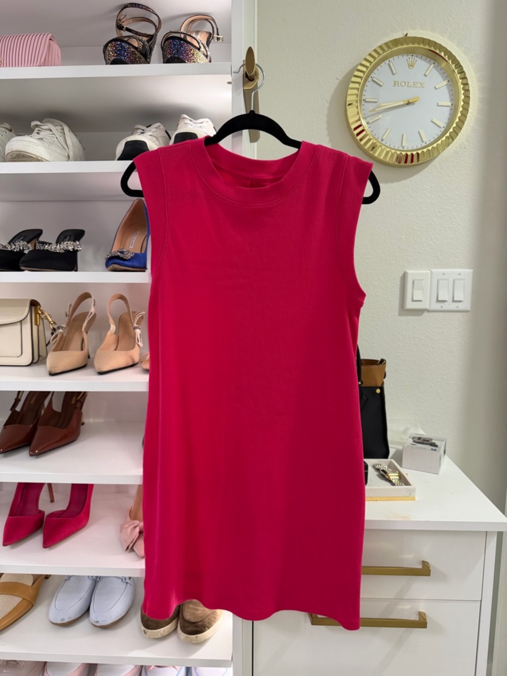 Sleeveless Fuchsia Shift Dress - Women's